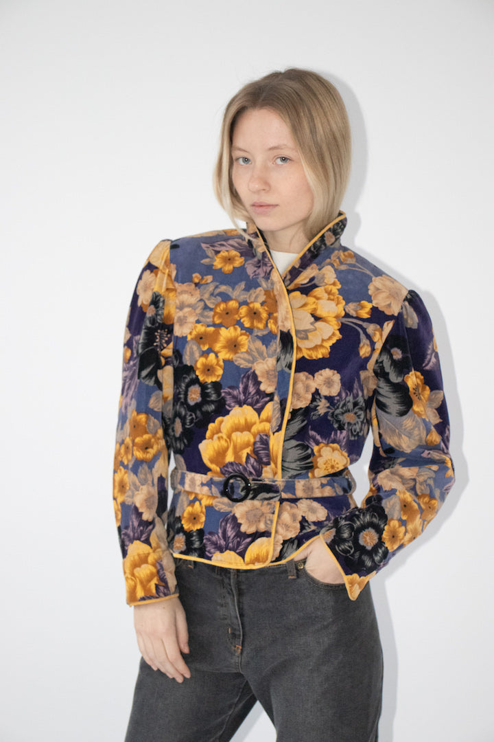 Floral velvet jacket