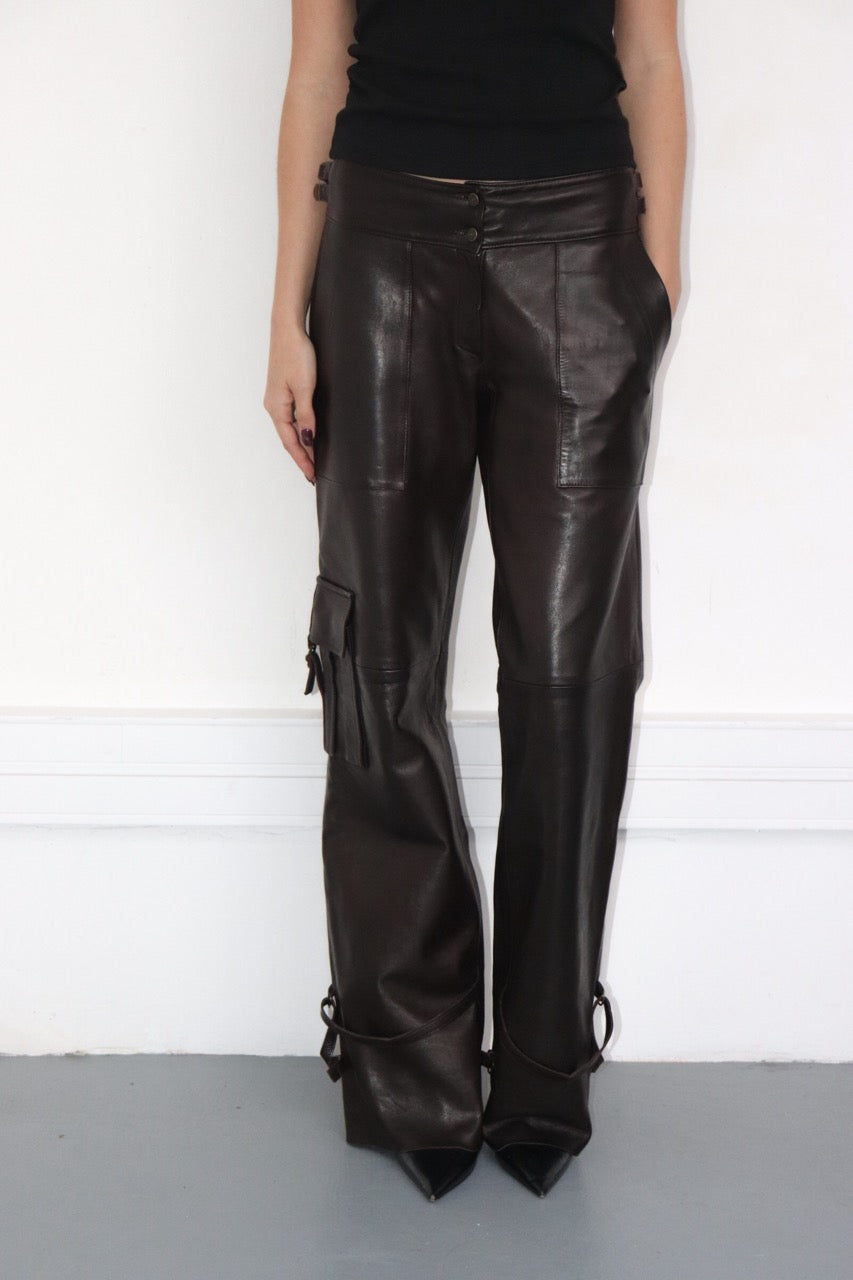 Brown leather pants