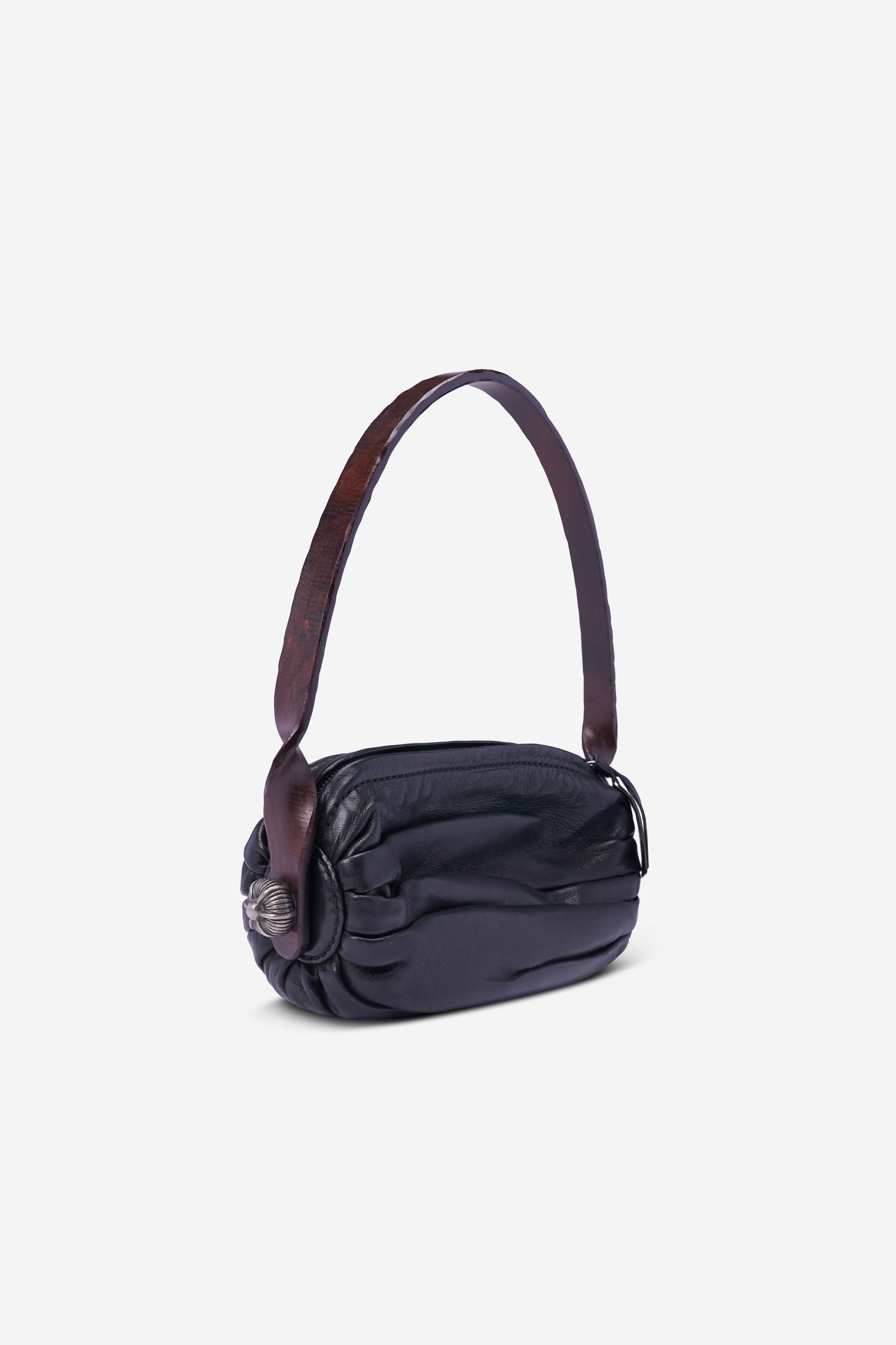 Black pleated lambskin bag